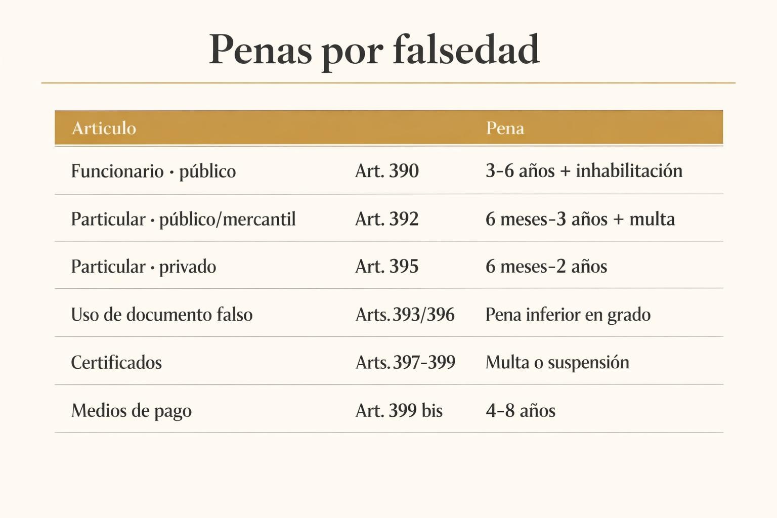 Delito de falsedad documental: tipos, penas y prescripción