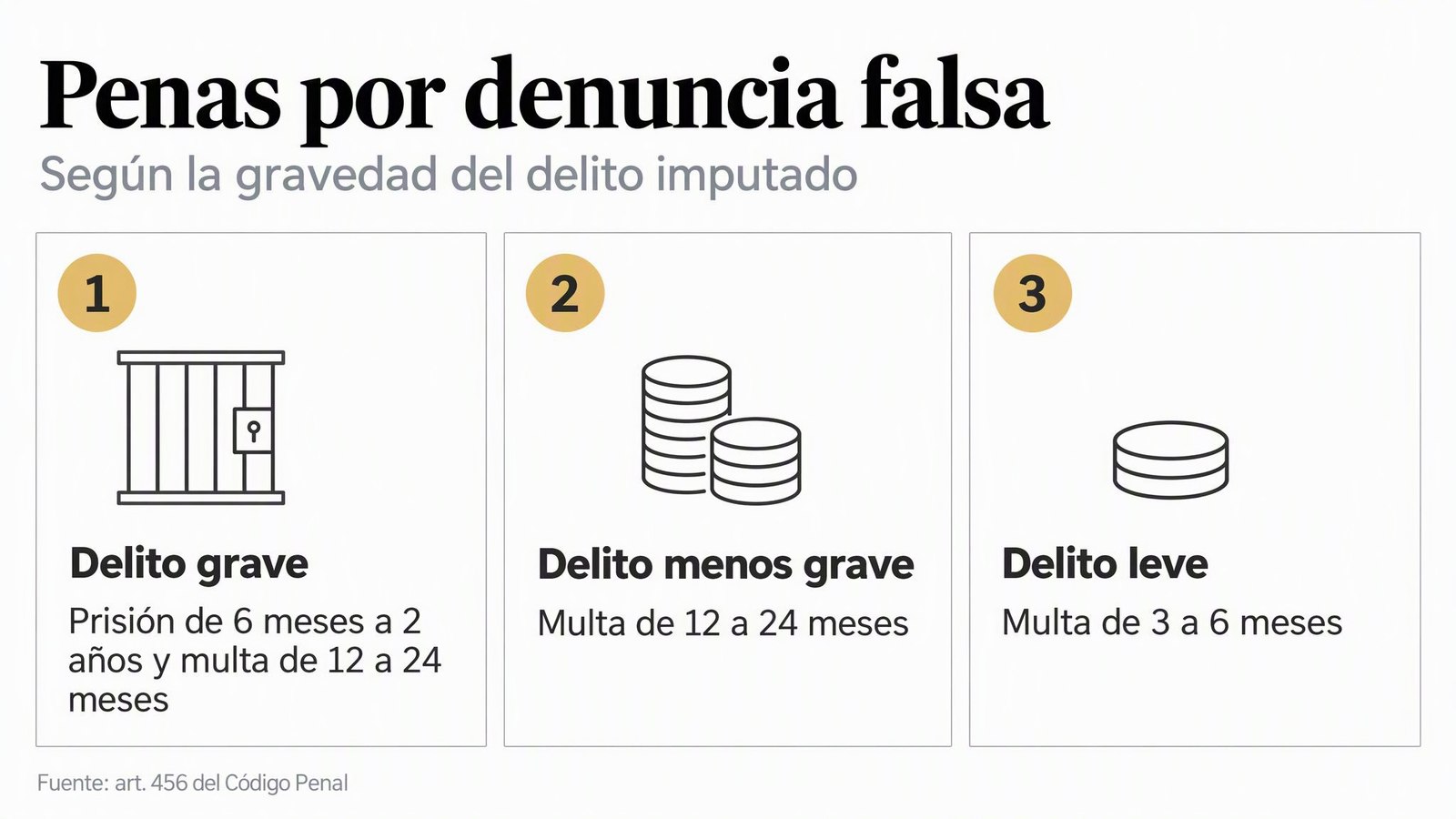 Penas por denuncia falsa — Según la gravedad del delito imputado